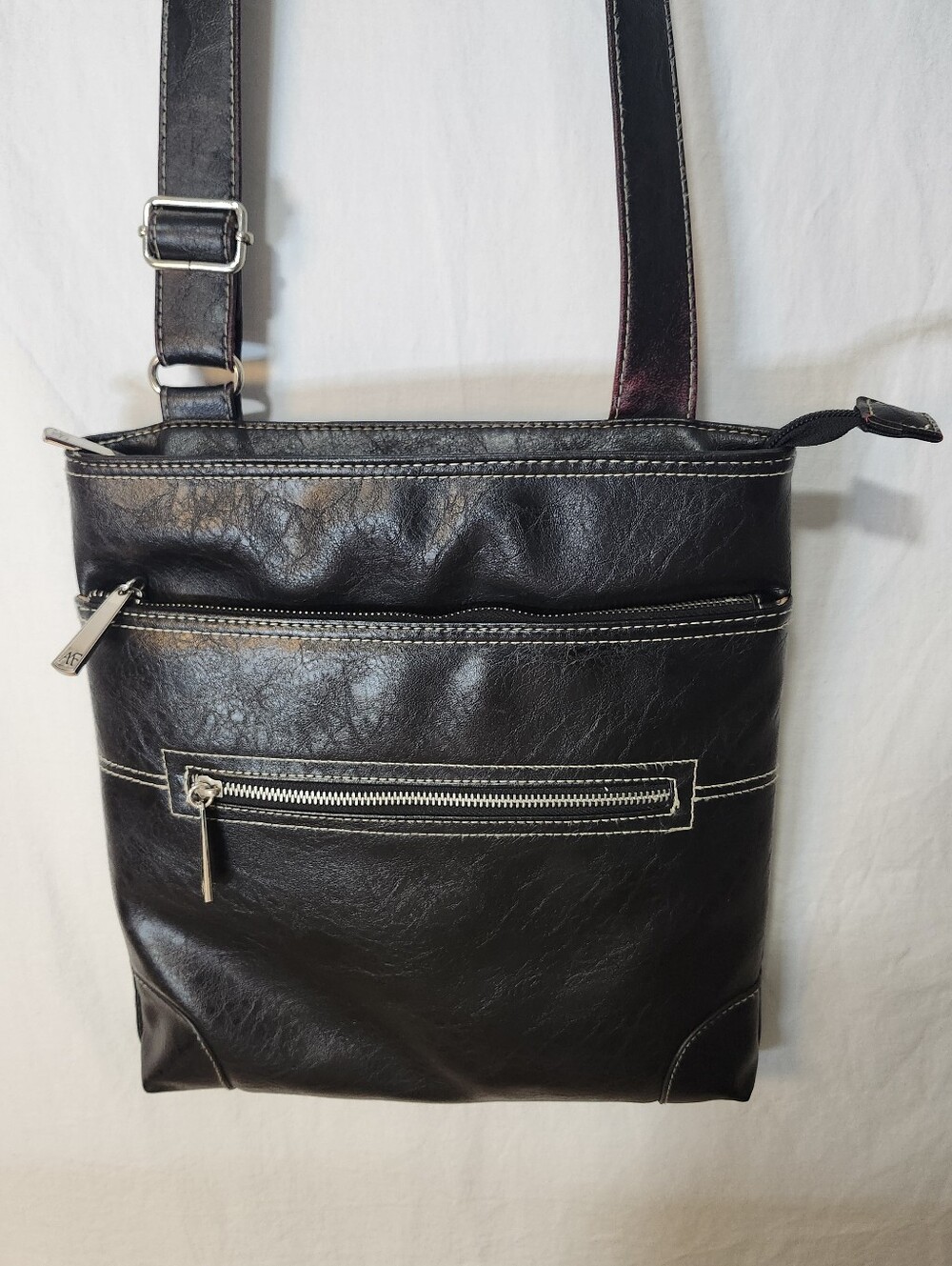 Anna Martina Franco Black Vegan Crossbody Shoulder Bag for Men Or Women